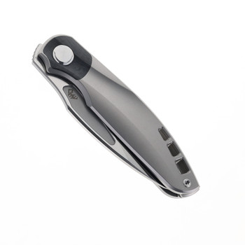 TwoSun Sidewinder Front Flipper Pocket Knife Gray Titanium & CF Handle D2 Blade TS341-D2-SND