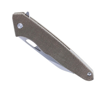 TwoSun Flipper Pocket Knife Brown Micarta Handle D2 Plain Edge TS327-Micarta