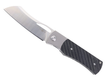 TwoSun Front Flipper Pocket Knife Titanium/Carbon Fiber Handle 14C28N Plain Edge TS333