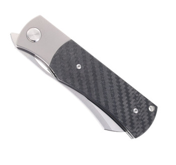 TwoSun Front Flipper Pocket Knife Titanium/Carbon Fiber Handle 14C28N Plain Edge TS333
