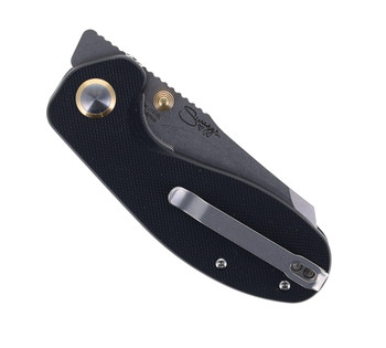 CJRB More Maileah Folding Knife Black G10 Handle AR-RPM9 Plain Edge Stonewash Finish J1918L-BK