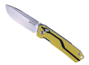 SRM Rubik Axis Lock Folding Knife Yellow G10 Handle Plain Edge Brush Finish SRM7228L-GW