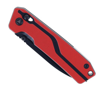 SRM Rubik Axis Lock Folding Knife Red G10 Handle Plain Black Blade SRM7228L-GV