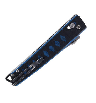 SRM Folding Knife Black/Blue G10 Handle D2 Plain Edge Brush Finish SRM9215