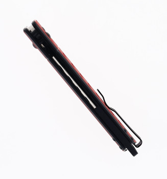 SRM Folding Knife Red/Black G10 Handle D2 Plain Black Blade SRM9215-GV