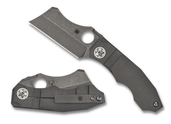Spyderco Stovepipe Folding Knife Gray Titanium Handle 20CV Plain Edge C260TIP