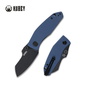 Kubey Monsterdog Folding Knife Blue G10 Handle 14C28N Tanto Point Plain Edge Darkwash Finish KU337B