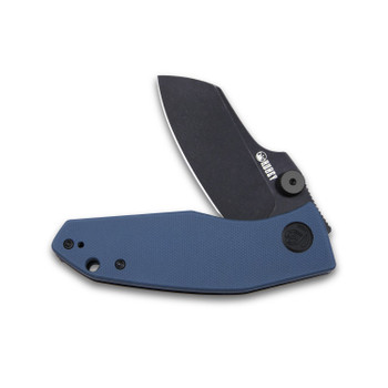 Kubey Monsterdog Folding Knife Blue G10 Handle 14C28N Tanto Point Plain Edge Darkwash Finish KU337B