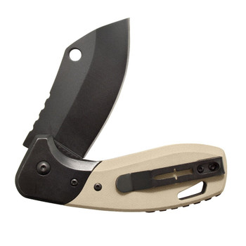 Camillus Chonk Folding Knife Tan G10 Handle 440 Drop Point Plain Black Blade CM19602