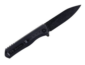 Petrified Fish Folding Knife Black Carbon Fiber/G10 Handle D2 Plain Edge Black Stonewash Finish PF-818CDW
