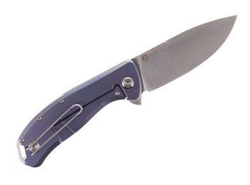 PMP Big Boy Folding Knife Blue Titanium Handle 14C28N Plain Edge Satin Finish PMPBBBL