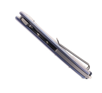 PMP Big Boy Folding Knife Blue Titanium Handle 14C28N Plain Edge Satin Finish PMPBBBL