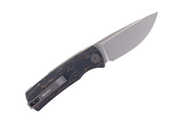 Petrified Fish Mini Beluga Front Flipper Pocket Knife Orange Gmascus Handle 14C28N Plain Edge Sandblast Finish PF-P01 XODMP