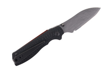Sandrin Torino Folding Knfie Black Carbon Fiber Handle PTC Modified Spear Point Plain Edge SKTORINOCF