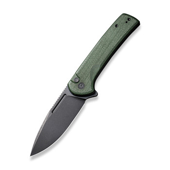 Civivi Conspirator Folding Knife Green Micarta Handle Nitro-V Plain Edge Black Stonewash Finish C21006-2