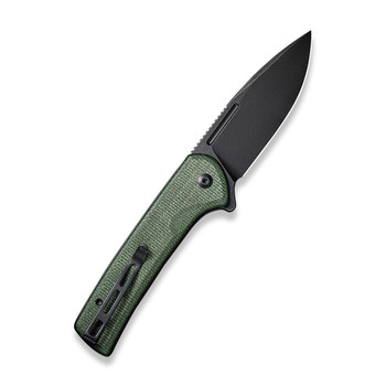 Civivi Conspirator Folding Knife Green Micarta Handle Nitro-V Plain Edge Black Stonewash Finish C21006-2