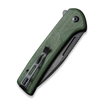 Civivi Conspirator Folding Knife Green Micarta Handle Nitro-V Plain Edge Black Stonewash Finish C21006-2