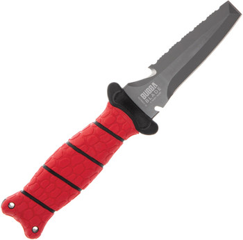 Bubba Blade Blunt Scout Dive Fixed Blade Knife Red Synthetic Handle  Partially Serrated Marine-Grade Stainless