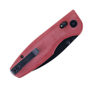 CMB Predator Folding Knife Red Micarta Handle 14C28N Plain Black Blade CMB-08RB