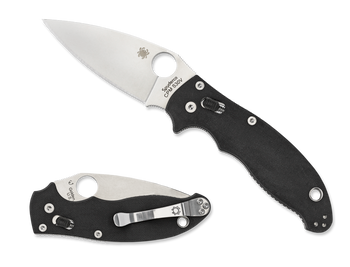 Spyderco Manix2 Plain Edge Folding Knife Satin Blade Black G10 Handle C101GP2 Spyderco Manix2 Plain Edge Folding Knife Satin Blade Black G10 Handle C101GP2
