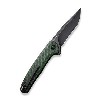 Discontinued Civivi Mini Sandbar Folding Knife Green Micarta Handle Nitro V Plain Edge Black Stonewash Finish C20011-3