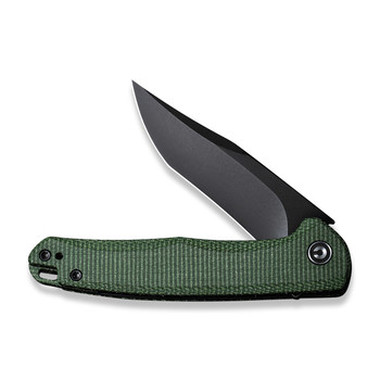 Discontinued Civivi Mini Sandbar Folding Knife Green Micarta Handle Nitro V Plain Edge Black Stonewash Finish C20011-3