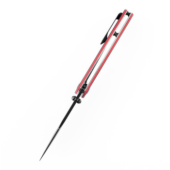 Kansept Pretatout Folding Knife Black/Red G10 Handle 154CM Plain Black Blade T1032A1