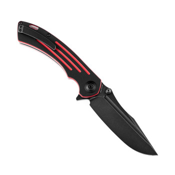 Kansept Pretatout Folding Knife Black/Red G10 Handle 154CM Plain Black Blade T1032A1