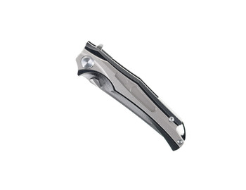 TwoSun Folding Knife Gray/Black Titanium Handle 14C28N Plain Edge TS285