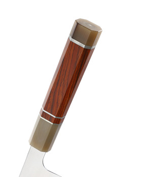 XIN Kitchen Knife Buffalo Horn/Rosewood/Nickle Silver Handle Plain Edge Hand Rubbed Satin Finish XC133