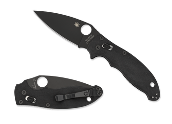 Spyderco Manix2 Plain Edge Folding Knife Black Blade Black G10 Handle C101GPBBK2