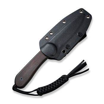 Civivi Fixed Blade Elementum Knife Black Ebony Wood Handle Damascus Plain Edge Black Hand Rubbed Finish C2105-DS1