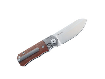 TwoSun Folding Knife Brown Micarta/Titanium Handle Satin D2 Plain Edge TS349 Micarta