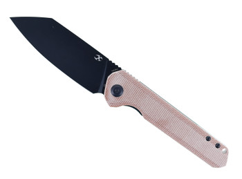 Kansept Bulldozer Front Flipper Folding Knife Brown Micarta Handle D2 Plain Black Blade T1028A1
