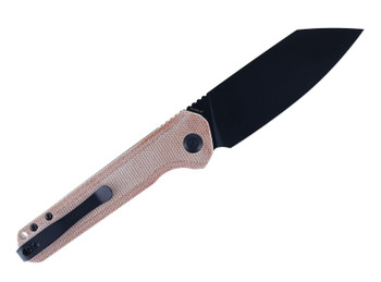 Kansept Bulldozer Front Flipper Folding Knife Brown Micarta Handle D2 Plain Black Blade T1028A1