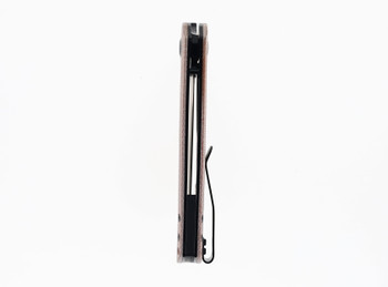 Kansept Bulldozer Front Flipper Folding Knife Brown Micarta Handle D2 Plain Black Blade T1028A1