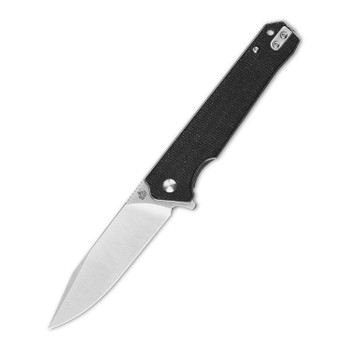 QSP Mamba V2 Folding Knife Black Micarta Handle D2 Plain Edge Satin Finish QS111-G1