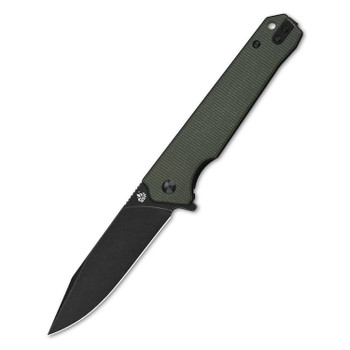QSP Mamba V2 Folding Knife Green Micarta Handle D2 Plain Edge Black Stonewash Finish QS111-I2