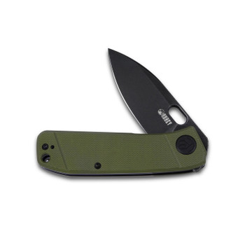 Kubey Hyde Folding Knife Green G10 Handle 14C28N Drop Point Plain Edge Dark Stonewash Finish KB2104B