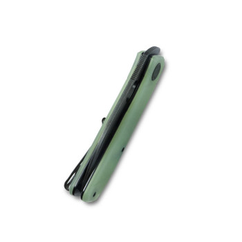 Kubey Hyde Folding Knife Jade G10 Handle 14C28N Drop Point Plain Edge Darkwash Finish KB2104C