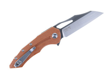 TwoSun Folding Knife Brown Linen Micarta Handle D2 Plain Edge TS132