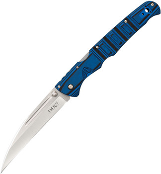 Cold Steel Frenzy Folding Knife Black/Blue Sculpted G10 Handle S35VN Wharncliffe Plain Edge Satin Finish 62P2A