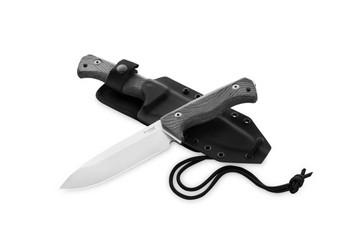 Lionsteel T6 Fixed Blade Knife Black Canvas Handle  CPM-3V Plain Edge Satin Finish T6CVB