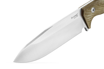 Lionsteel T6 Fixed Blade Knife Green Canvas Handle CPM-3V Plain Edge Satin Finish T6CVG