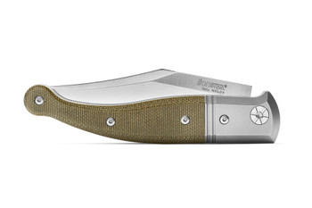 Lionsteel Gitano Folding Knife Green Canvas Handle Niolox Plain Edge Satin Finish GT01CVG