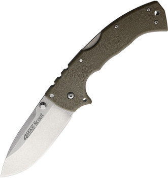Cold Steel 4 Max Scout Folding Knife Desert Tan Griv-Ex Handle AUS10A Plain Edge CS62RQDTSW