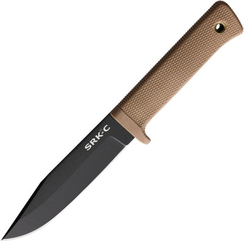 Cold Steel SRK Compact Fixed Blade Knife Desert Tan Kray-Ex Handle Plain Black Blade 49LCKDDTBK
