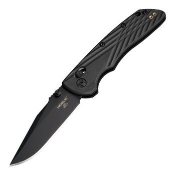 Hogue Deka Folding Knife Black Polymer Handle MagnaCut Clip Point Plain Black Blade 24376