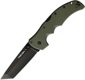 Cold Steel Recon 1 Folding Knife OD Green G10 Handle S35VN Tanto Plain Black Blade CS27BTODBK