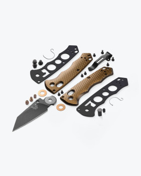 Benchmade Full Immunity AXIS Folding Knife FDE Billet Aluminum Handle CPM-M4 Wharncliffe Plain Black Blade 290BK-1